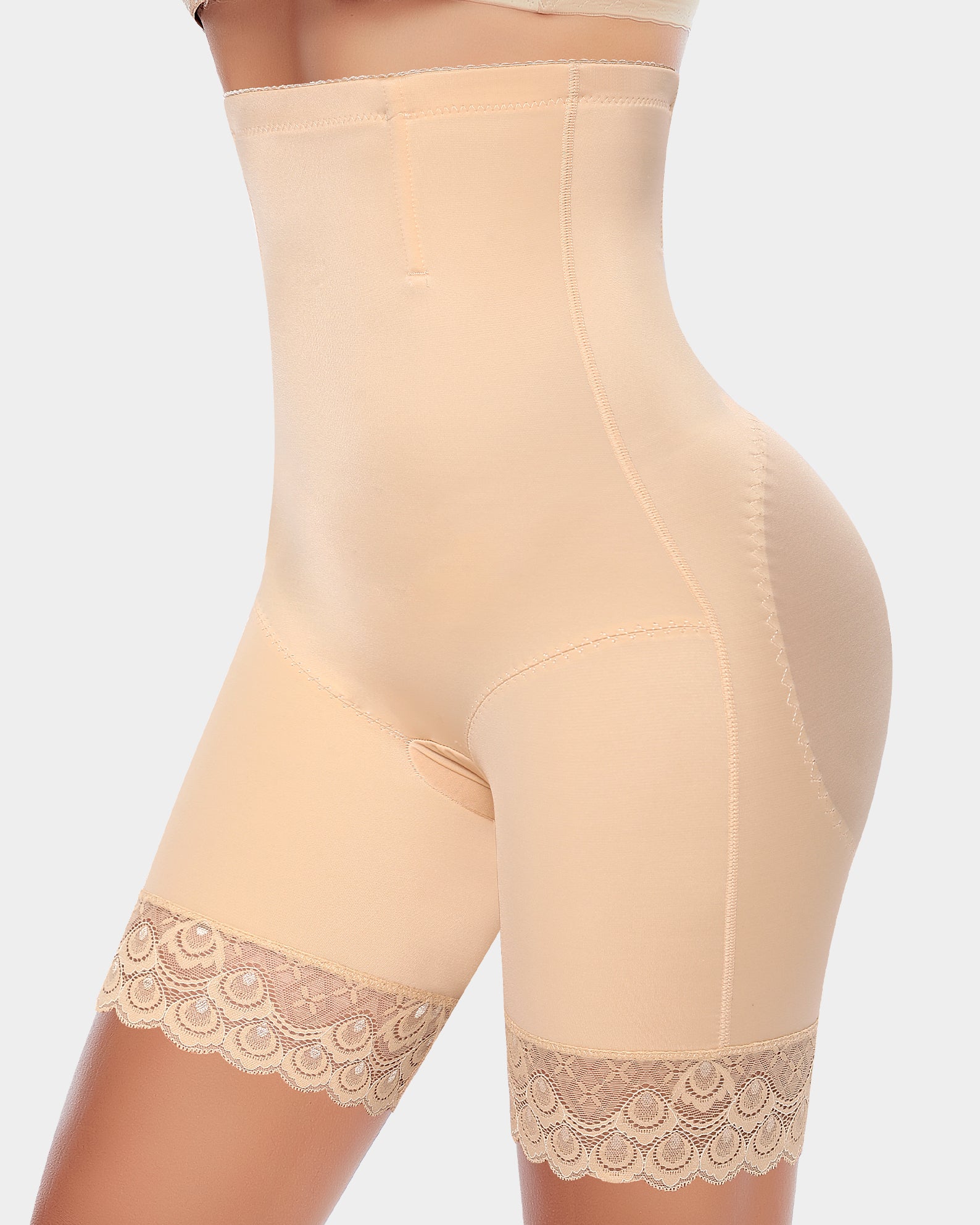 Seamless Stay-In-Place Lace Trim Shapewear Shorts