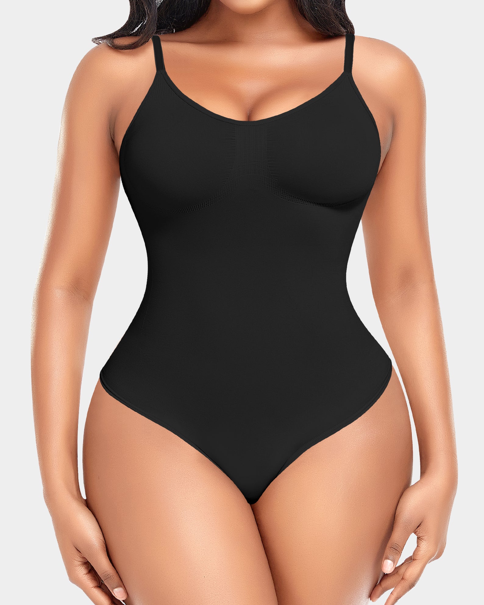 Seamless Thong Bodysuit - Black - Ladies