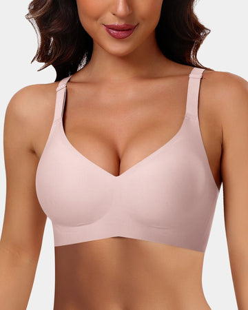 Seamless V-Neck Scalloped Edge Wireless Bra