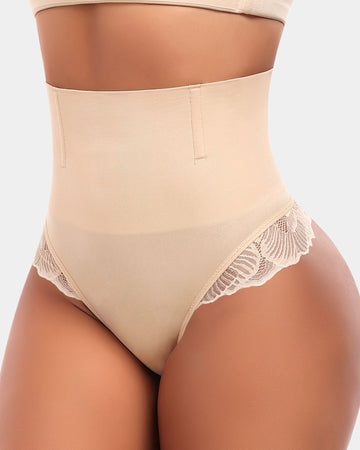 Seamless Low-Rise Lace Thong with Gentle Tummy Control