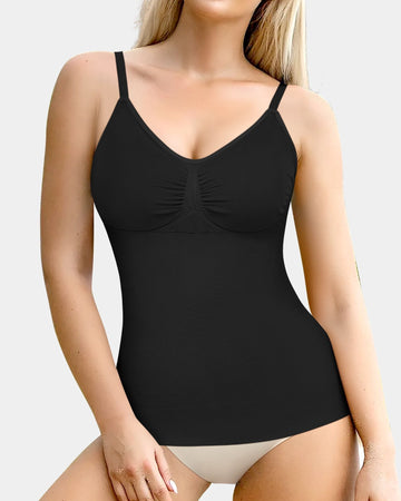 Seamless Shapewear Tank Top with Built In Bra and Anti Roll Hem