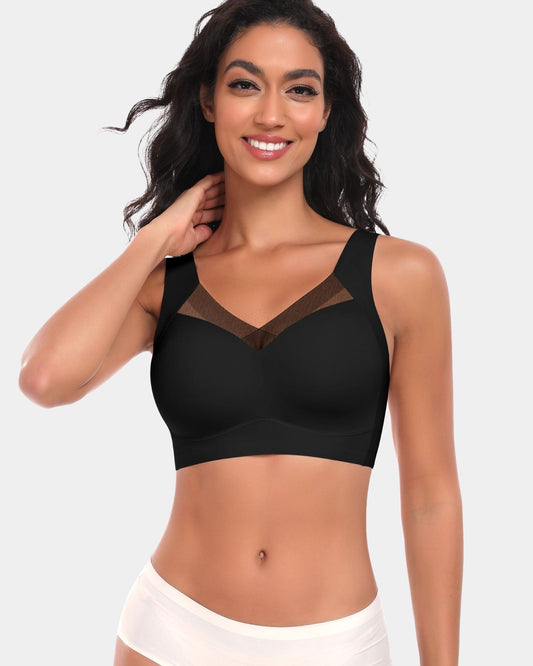 Crisscross Mesh Front T-Shirt Wireless Bra
