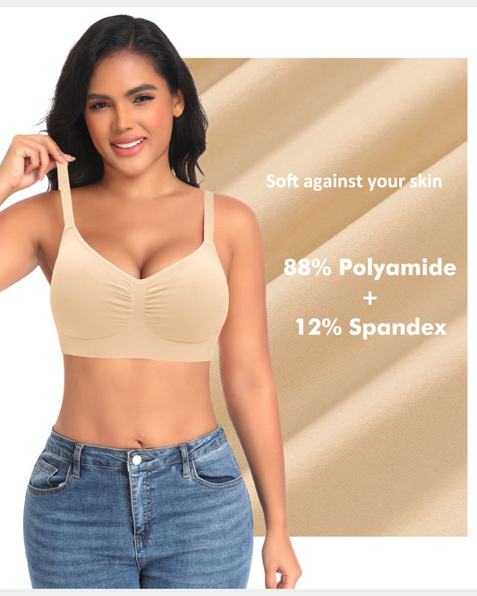 Wireless Sewn in Padded Bras for Women No Underwire T Shirt Bralettes Full Coverage Comfortable Everyday Bra